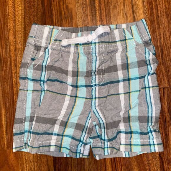 6 for $25 🎃 Jumping Beans Blue and Gray Plaid Shorts Elastic Waistband Size 18M - Picture 1 of 4